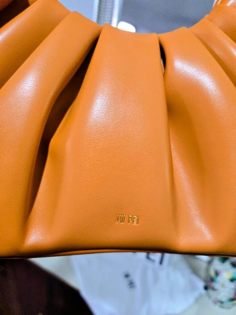 NWT JW PEI Gabbi Bag Orange Ruched Hobo Vegan Leather Purse Box Dust Bag - Picture 8 of 9